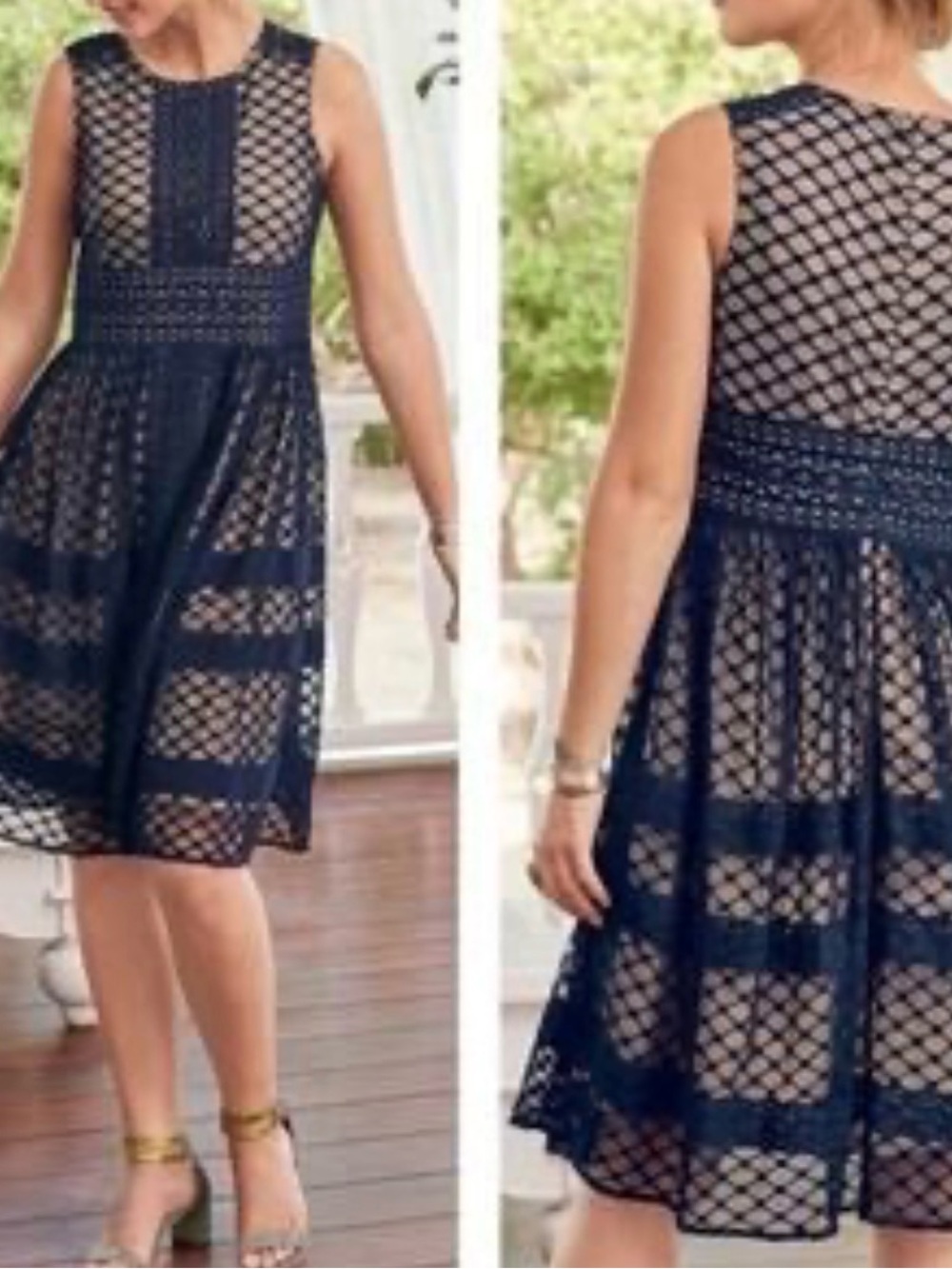 Sundance catalog, black Avery embroidered lace mesh midi dress size 6